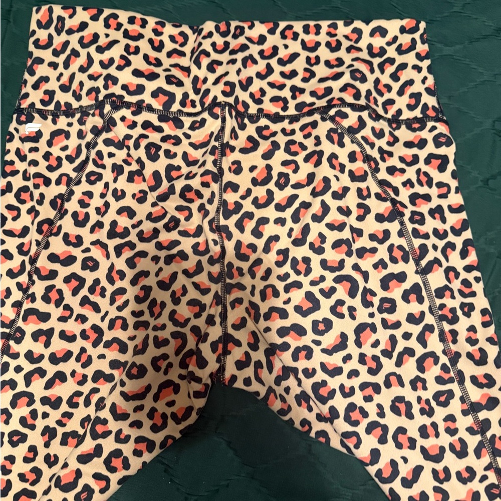 Fabletics Leopard Print Leggings - Black and Red